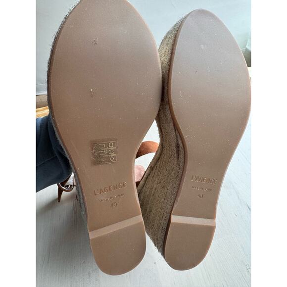L\'AGENCE Elysee Suede Espadrille Wedge Sandals  size 40/ us 10